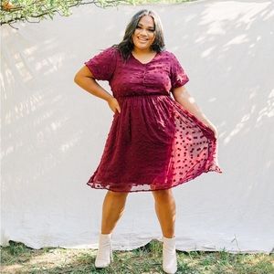 Burgundy Modest Holiday Dress